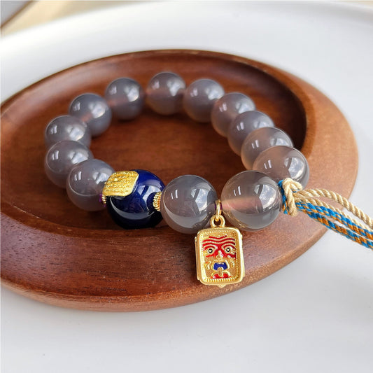 Ancient Tool for Overcoming Karmic Obstacles: Gray Agate Talisman Bracelet