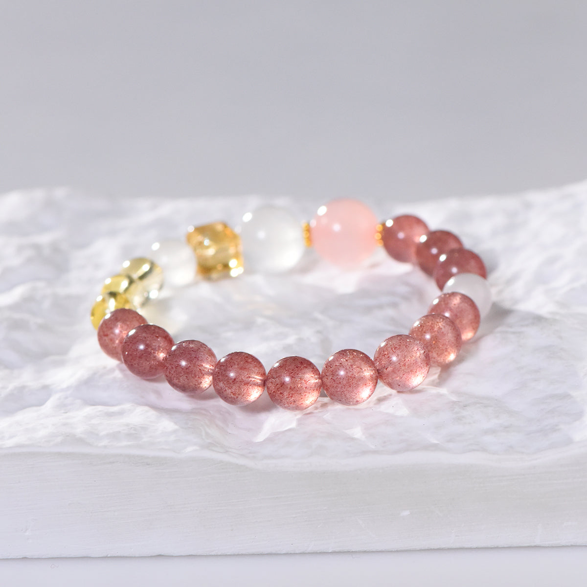 Strawberry Quartz healing bracelet: Boosts your workplace popularity, attracts opportunities, and brings wealth