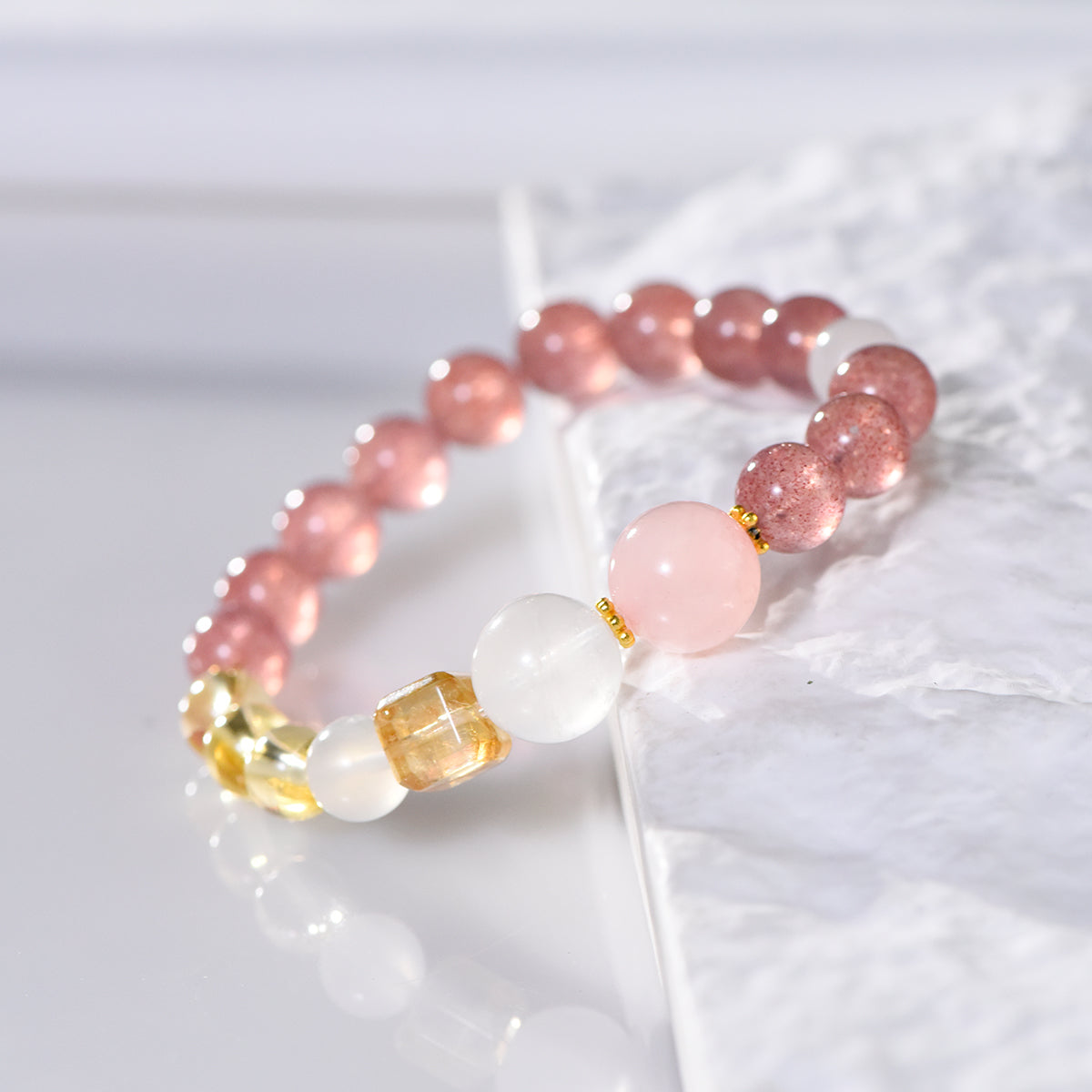 Strawberry Quartz healing bracelet: Boosts your workplace popularity, attracts opportunities, and brings wealth