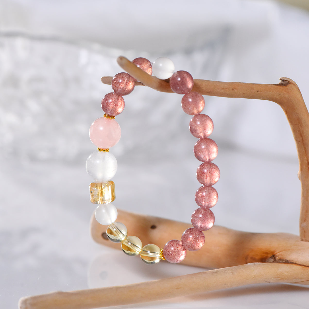 Strawberry Quartz healing bracelet: Boosts your workplace popularity, attracts opportunities, and brings wealth