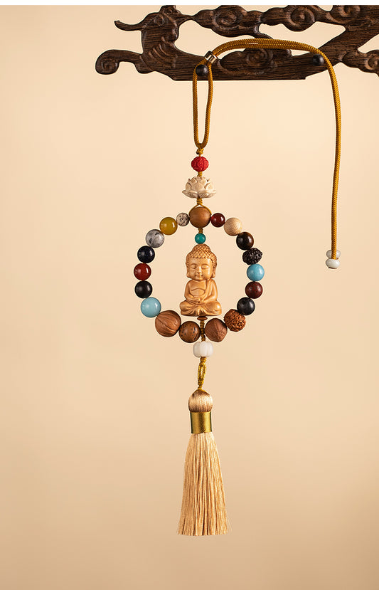 Eighteen-Seed Bodhi Tathagata Car Pendant: Many Treasures Tathagata Protecting Safety