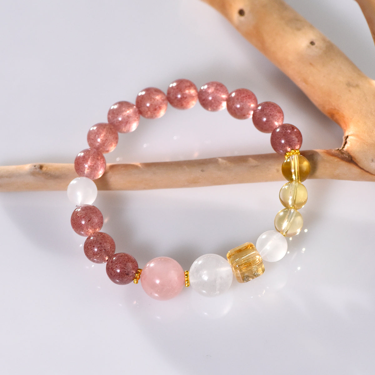 Strawberry Quartz healing bracelet: Boosts your workplace popularity, attracts opportunities, and brings wealth