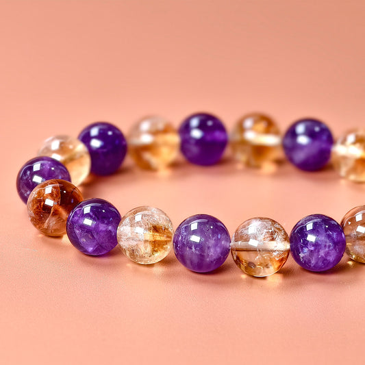 Your Key to Investment and Career Success：Yellow and Amethyst Healing Bracelet