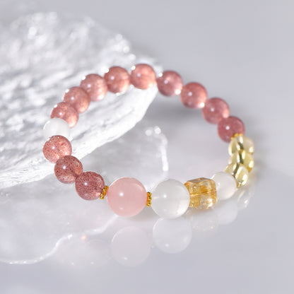 Strawberry Quartz healing bracelet: Boosts your workplace popularity, attracts opportunities, and brings wealth