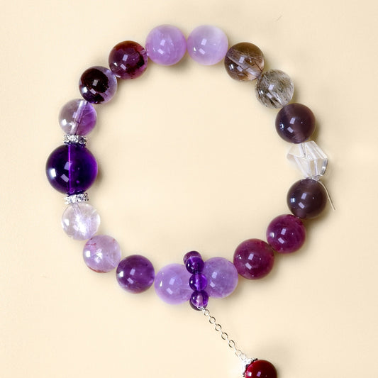 Leads to Wealth and Nobility during the Years of "9th Cycle Li Fire "-Amethyst Combination/Phantom Quartz/Super Seven/Madagascar Rose Quartz/South Red(Nanhong) Agate（Wudang Mountain upgraded version）